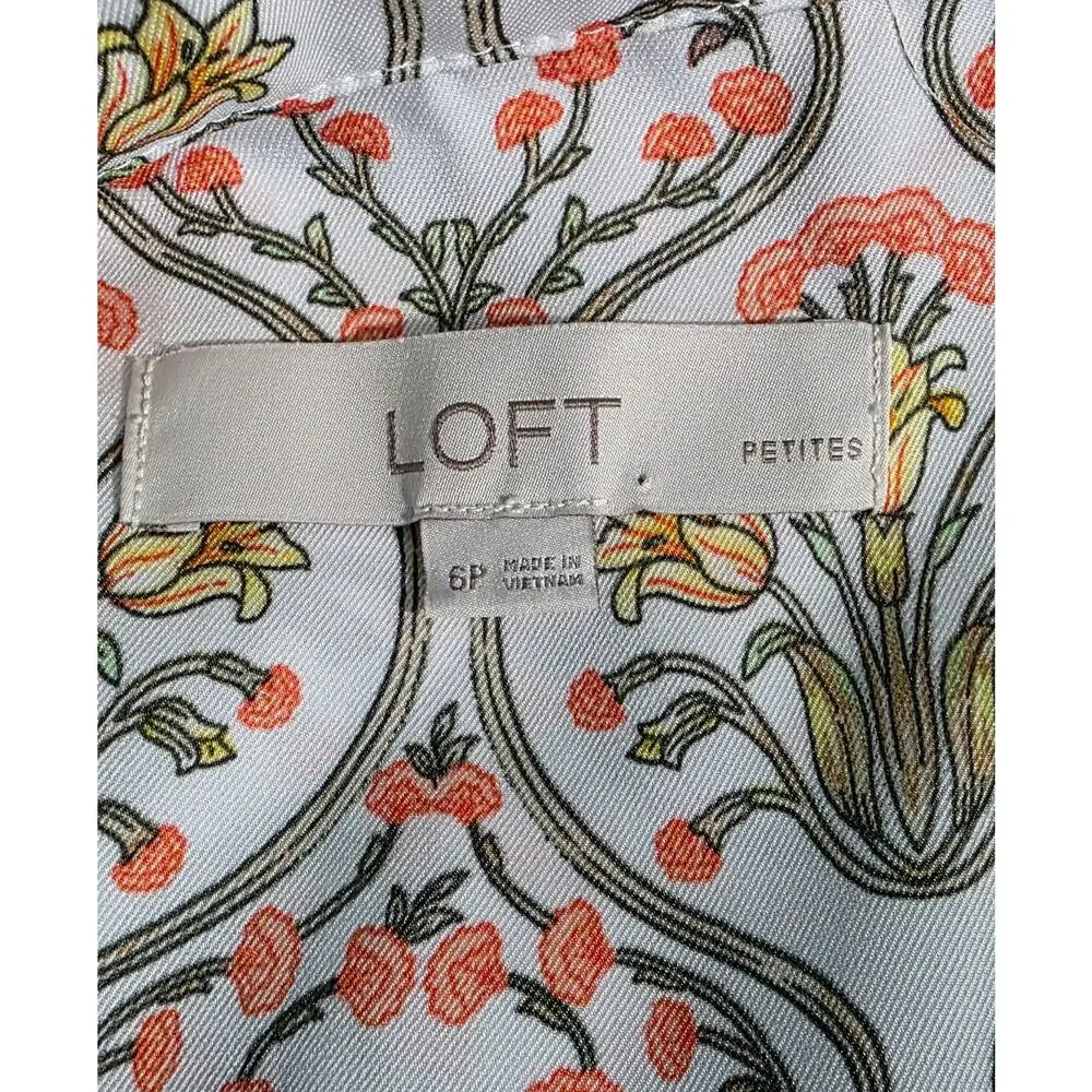 Loft White Floral Maxi Button Up long sleeve Shirt Dress Size 6 Petite - Picture 4 of 6